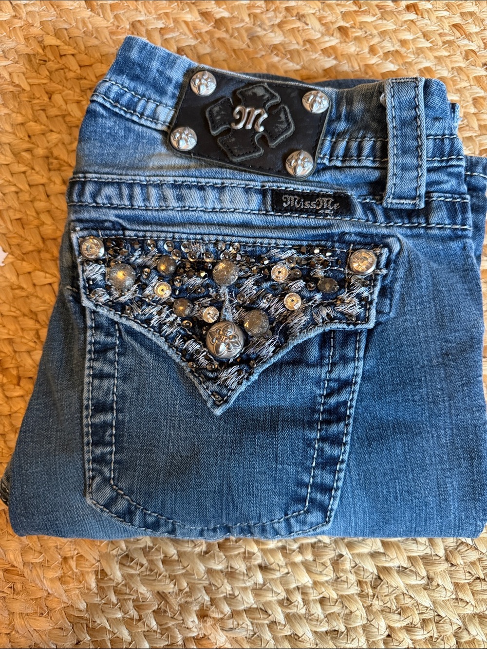 Miss Me Women's Dark Blue Embellished Boot Cut Jeans